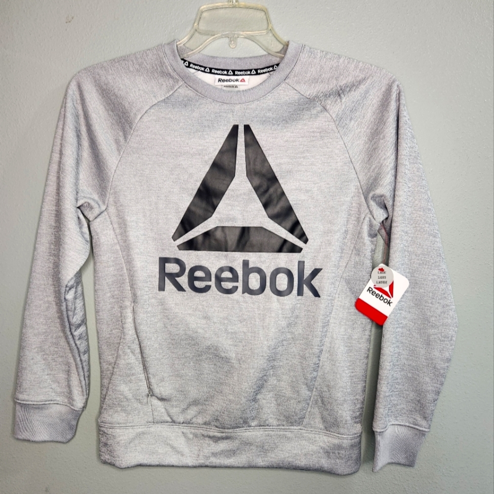 Reebok Boys Essential Fleece Crewneck size XL 14/16 Sleet Heather